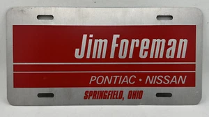 Vintage Jim Foreman Nissan Auto Dealer Advertising License Plate Springfield OH - Picture 1 of 8