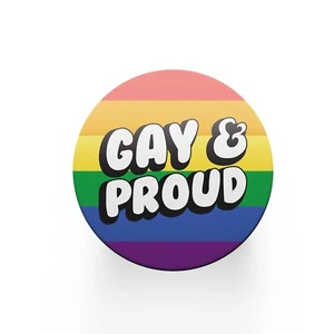 1 x Round Gay and Proud Coaster - Rainbow Flag LGBTQ Circle Drinks Gift #81943 - Picture 1 of 2