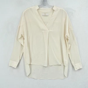 Amanda Uprichard Silk Blouse Top Petite PP Ivory Hi Low Popover Dolman - Picture 1 of 11