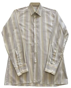 VTG 80s Van Heusen Mens Formal Business Striped Shirt Size 38-15 Made In England - Picture 1 of 16