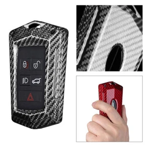 Silver Blk Carbon Fiber Remote Key Fob Case Fit Land Rover Discovery Range Rover - Picture 1 of 6
