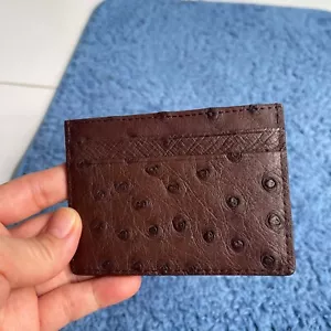 OSTRICH Leather SKIN Credit Card Holder DOUBLE SIDE Genuine OSTRICH Brown - Picture 1 of 13
