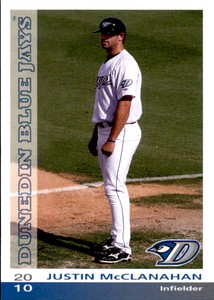 2010 Dunedin Blue Jays Grandstand #17 Justin McClanahan Louisville Kentucky Card