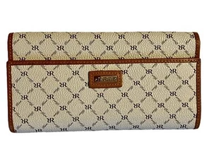 Rioni Moda Italia Signature Brown & Beige Trifold Pebble Leather Wallet NWOT - Picture 1 of 7