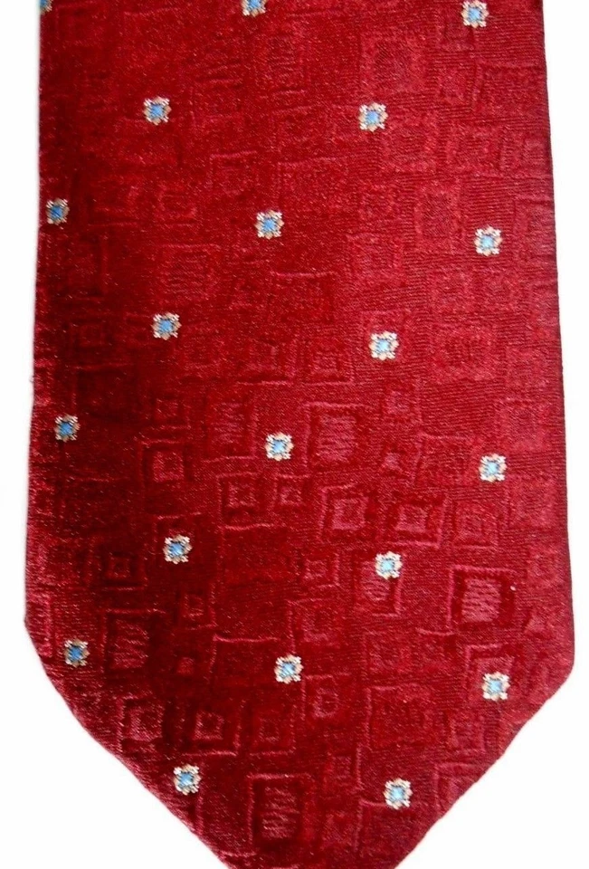 Corbata Envoy Hombre Poliéster/Seda 55.5" X 3.5" Borgoña con Plata/Azul Geométrica Foto 1 de 3