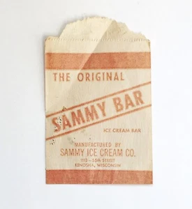 Envoltura de barra de helados Sammy Bar vintage Kenosha WI - Imagen 1 de 1