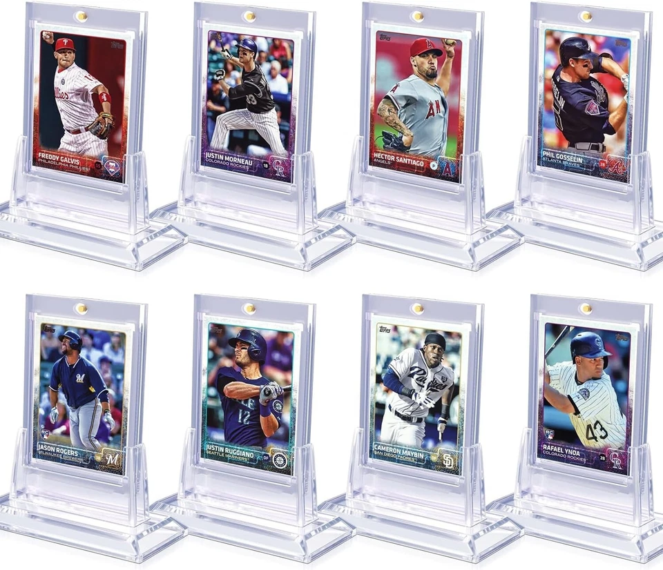 8Pcs Magnetic Card Holders For Trading Card 35Pt Hard Baseball Protector W Stand - Image 1 of 4