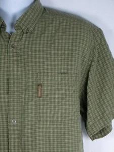 COLUMBIA Sportswear XCO Mens XL Shirt Green Plaid Short Sleeve Metal Buttons - Picture 1 of 11