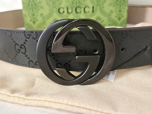 Cintura Uomo Gucci Nera Imprime Monogram GG Tg 34 36