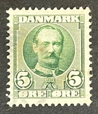 Sellos de viaje: sello de Dinamarca #72 - 1907 - 5 Øre rey Federico VIII usado Foto 1 de 4