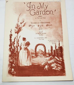 Vintage Sheet Music In My Garden Idabelle Firestone Duet Clear Sleeve 1929 - Picture 1 of 6
