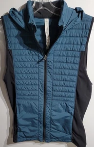 Lululemon Mens Speed Up Hooded Activewear Vest Black Blue Size M - Picture 1 of 2