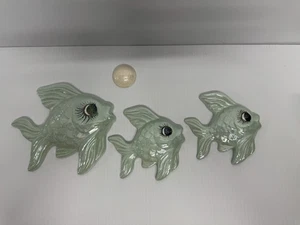 Vintage Keramik Miller Fisch und Blase grün 3er Set - Bild 1 von 9