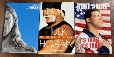 WWE WWF Wrestling Book Lot of 3: Edge (Adam Copeland), Hulk Hogan, & Kurt Angle Foto 1 de 4