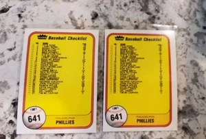 (2) 1981 FLEER SET # 641 a & b LISTA DE VERIFICACIÓN PAR ERROR Y VARIACIÓN CORREGIDA  - Imagen 1 de 4