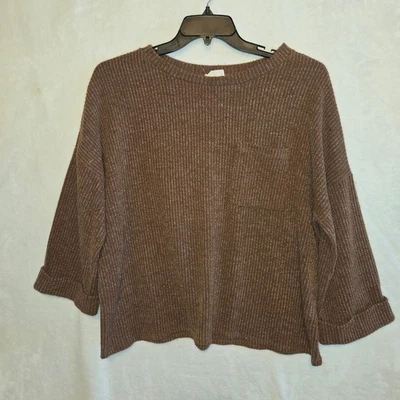 Top tejido texturizado 143 Story by Line Up marrón manga larga bolsillo para mujer M Foto 1 de 3