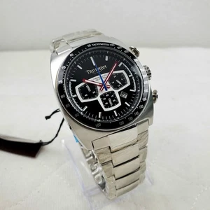 TRIUMPH 3019 TACHYMETER CHRONOGRAPH BLACK DATE MEN'S WATCH NEW BATTERY - Picture 1 of 10