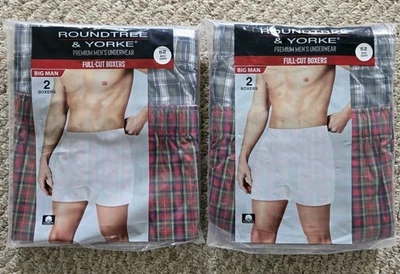 Boxers de corte completo Roundtree & Yorke Big Man - 4 pares - rojo verde a cuadros talla 52 nuevos con etiquetas Foto 1 de 3