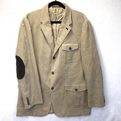 Vintage Tasso Elba Corduroy Safari Blazer Jacket RARE Mens Large L Elbow Patches - Image 1 of 4