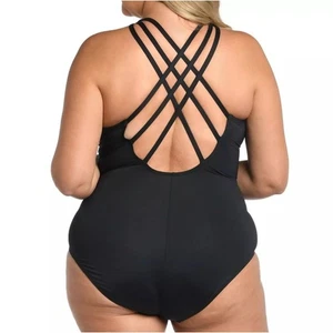 Costume da bagno intero nuovo con etichette La Blanca Tummy Control multi strap cross-back taglia 16  - Foto 1 di 14