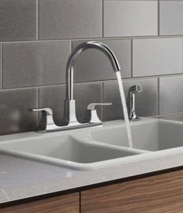 Rubicon R26582-CP Grifo de cocina de dos manijas con spray lateral en cromo pulido! - Imagen 1 de 5