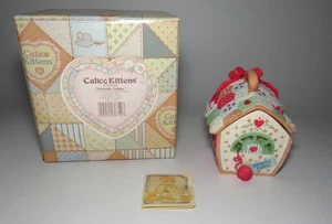 Friendly Feline 1997 Enesco Calico Kittens Covered Box With Ornament Set 275956 - Picture 1 of 9