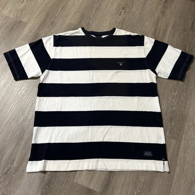 VTG Y2K GANT ORIGINAL BARSTRIPE SS T-SHIRT, 100% COTTON, Navy Blue & White, L - Image 1 of 4
