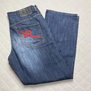 RocaWear Jeans Uomo 38 X 33 Regular Fit Lavaggio Medio Gamba Dritta Tasca Logo - Foto 1 di 13