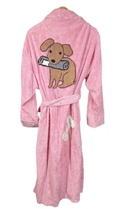 Vintage Canyon Group DOG & BONE rosa Chenille Bademantel Damengröße Large - Bild 1 von 7