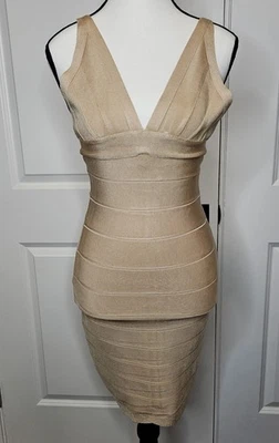 Herve Leger обтяжку платье размер маленький голая рукав повязка коктейльное праздник новый - Изображение 1 из 4