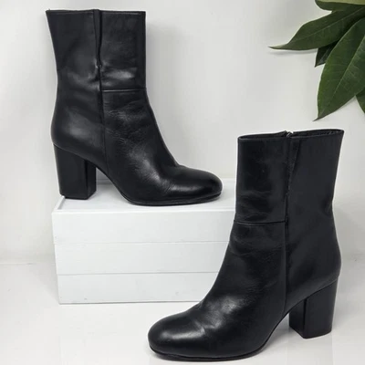 Seychelles Wild Ride Mujer 10 Botas Cuero Negro Tacón Bloque Cremallera Chelsea Moto Foto 1 de 4