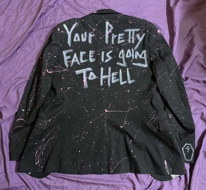 BAM Margera Custom Blazer Jacket for Him 42L large Goth Rock ville - Picture 1 of 5