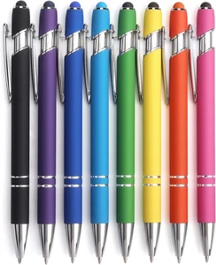 8 Pack Ballpoint Pen 2-In-1 Stylus Retractable Ballpoint Pen with Stylus Tip, Me - Picture 1 of 12