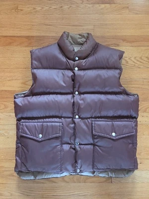 Chaleco acolchado de plumón reversible marrón caqui vintage para hombre sin marca sin etiquetas Foto 1 de 4