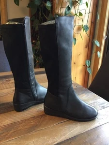 Diana Ferrari Supersoft Black Leather Knee High Boots Size 6 / 37 - Picture 1 of 11