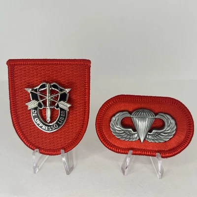 7TH SPECIAL FORCES GROUP AIRBORNE BERET FLASH PATCH DUI CREST Parachute - Image 1 of 4