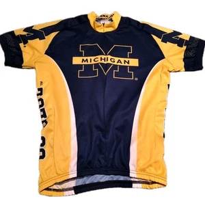 Mens L Michigan Wolverines Cycling Blue Adrenaline Promotions Jersey EUC - Picture 1 of 16
