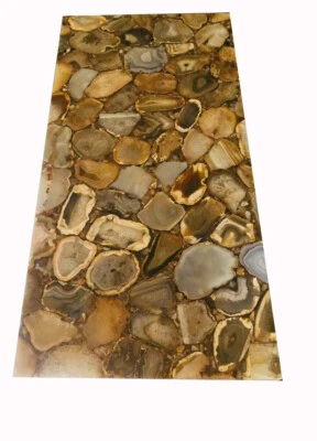 60" x 30" yellow Agate table Top semi precious stones home decor - Image 1 of 2