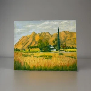 Authentisches Mid Century ÖLGEMÄLDE Landschaft SIGNIERT 30" X 24" ITALIENISCHE ZYPRESSE - Bild 1 von 9