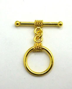 3 SET 17X28MM BALI TOGGLE CLASP 18K GOLD PLATED 561 ATL-76 - Picture 1 of 1