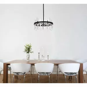 Modern Crystal Chandelier Black Living Dining Room Lighting Fixture 10 Light 20" - Picture 1 of 9