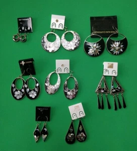 ALPACA MEXICO Earrings Silver Tone Cut Out Abalone Shell - Picture 1 of 12