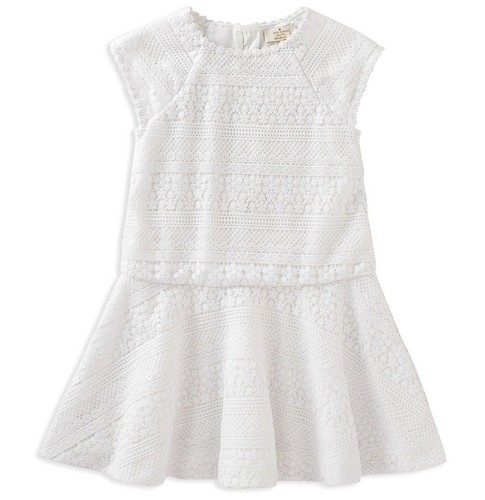 $98 NUOVO CON ETICHETTE KATE SPADE NEW YORK taglia 24M ABITO IN PIZZO SENZA MANICHE VITA BASSA BIANCO