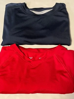 Xersion quick dri shirt mens teens XL 18 20 short sleeve red blue set of 2 - Image 1 of 4