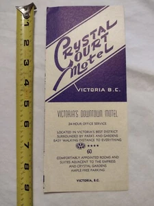 Vintage CRYSTAL COURT MOTEL brochure, VICTORIA BC, Mid-Century - Picture 1 of 6
