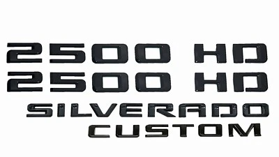 Juego para Silverado 2500HD 2019-23 emblema personalizado negro mate placa letra Foto 1 de 4