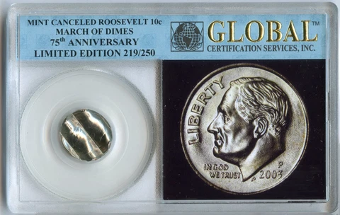 2003 Roosevelt Dime Mint Cancelled Waffled Error Limited Edition - JN478 Cover
