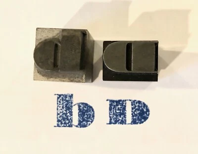 Vintage Letterpress Printing Type — Moveable Metal Type Letters "D" and "b" - Image 1 of 4