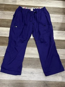 Koi Lindsey Scrub Pants Women’s Sz 3X 701R Drawstring Waist Cargo Purple in EUC! - Picture 1 of 12