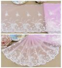 8.5" 1Y Embroidered Floral Tulle Lace Trim Sweet Pink White Forever Legend 